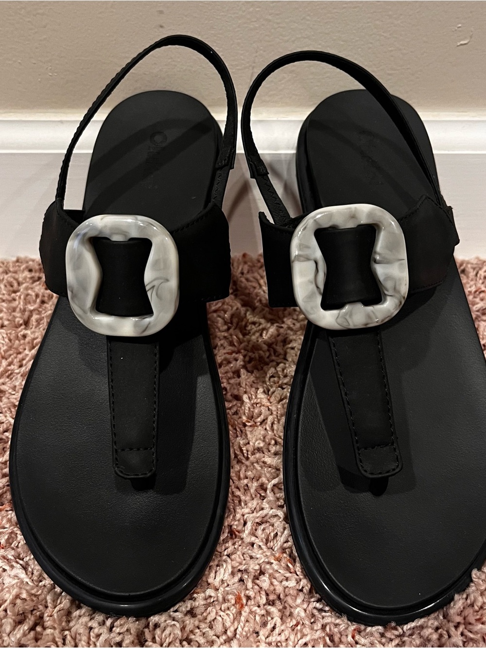 OluKai La'i T-Bar Sandals Black Comfort Slingback Women's Size 9 - Picture 2 of 5